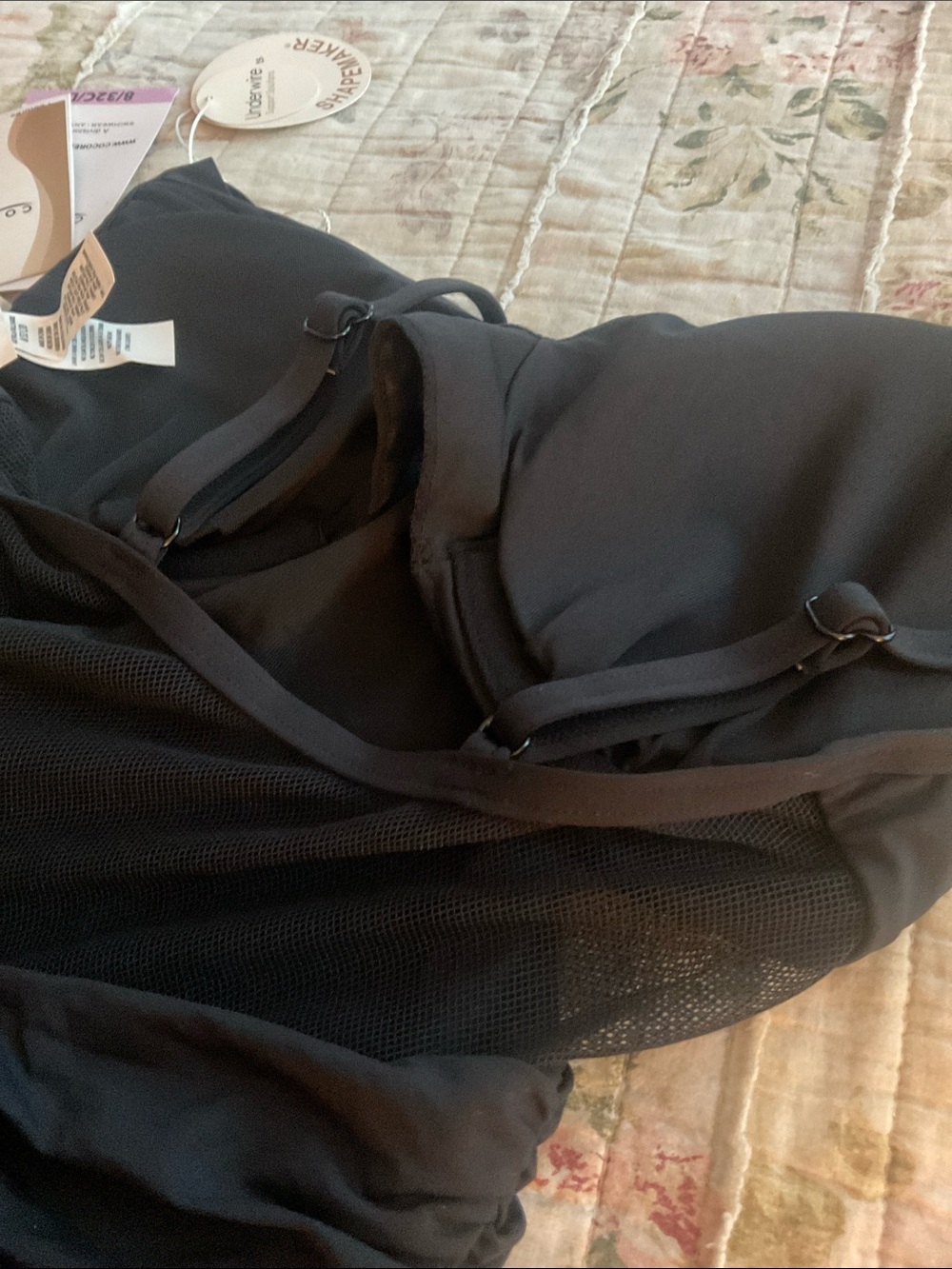 NWT Contours Shapewear Swimsuit Mesh Sides Sz 8 32=C/D Black One-Piece - Picture 6 of 9
